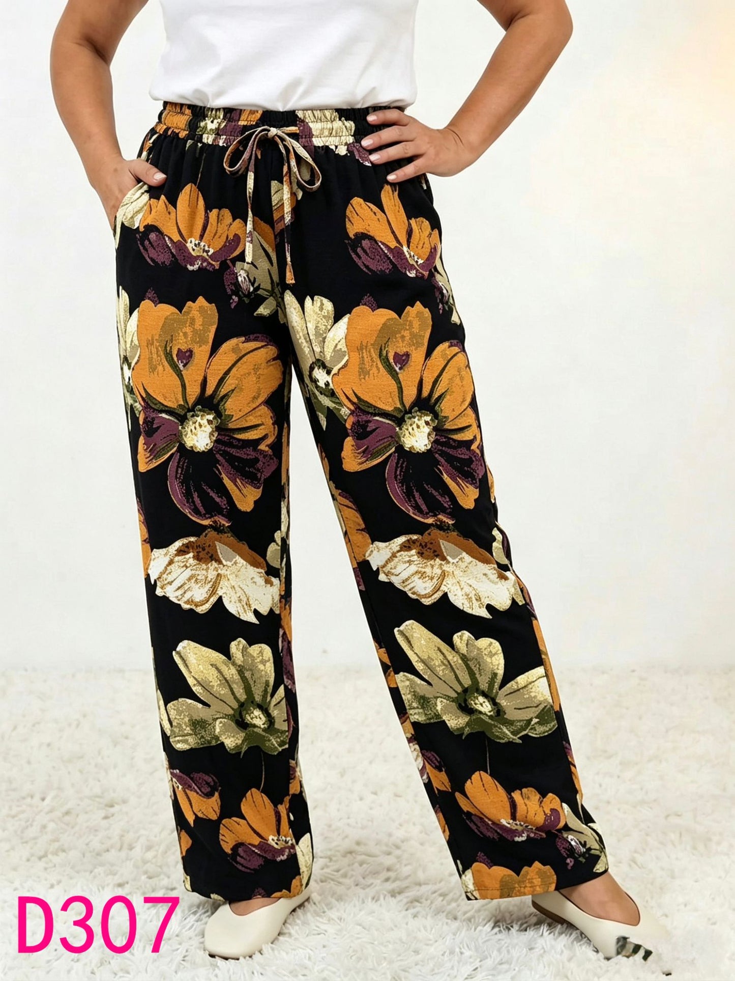 Széles szárú pamut laza nadrág D307