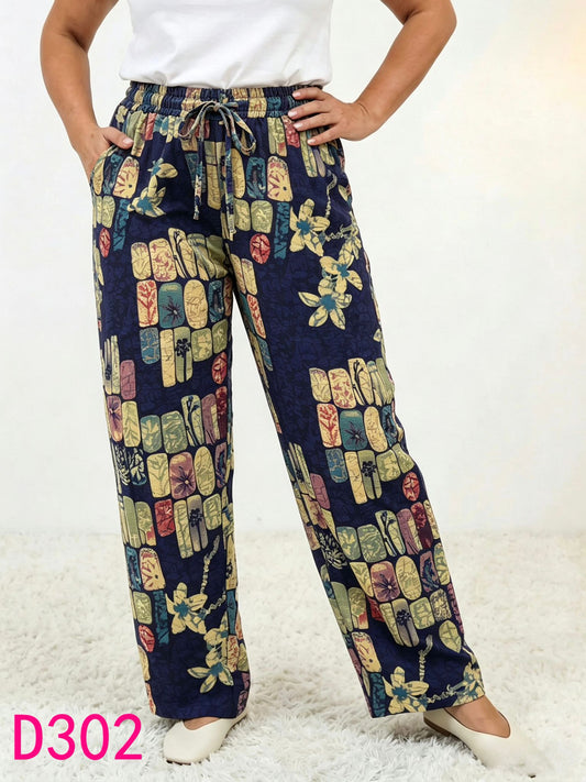 Széles szárú pamut laza nadrág D302