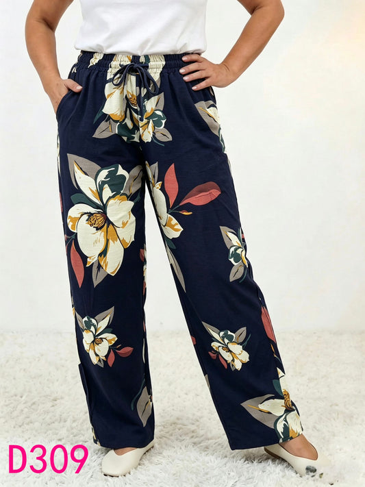 Széles szárú pamut laza nadrág D309