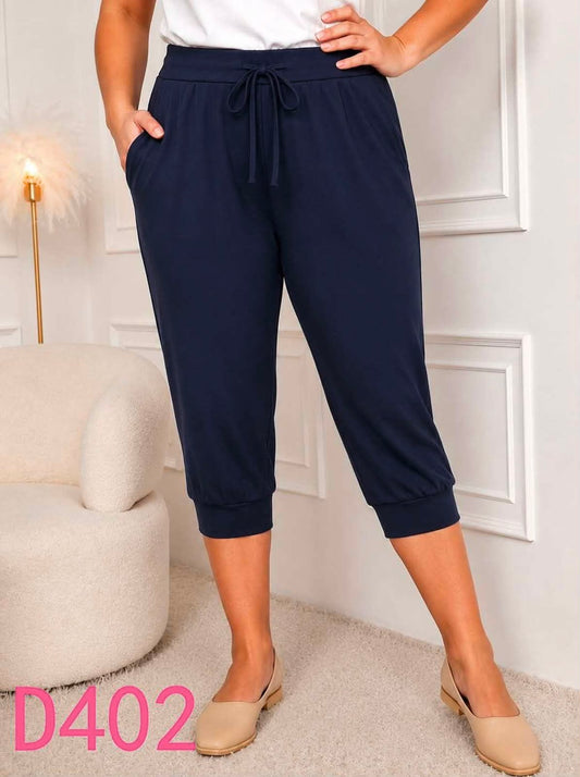 Pantaloni Treisferturi bumbac D402 Bleumarin