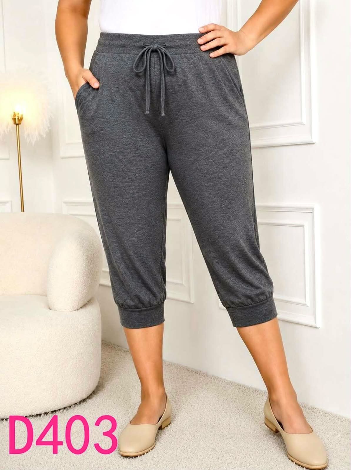 Pantaloni Treisferturi bumbac D403 Gri